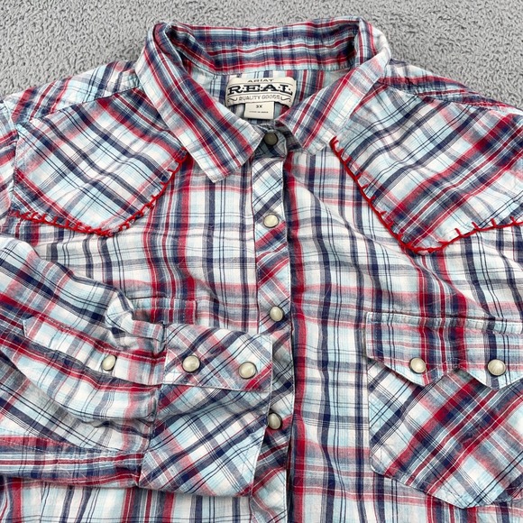Ariat Tops - Ariat Shirt Womens 3XL Red Plaid Western Pearl Snap Long Sleeve Cotton Rodeo